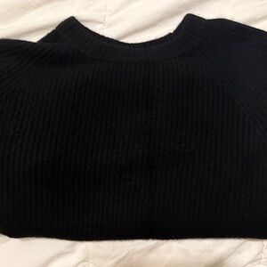 Quince women’s Mongolian Cashmere Fisherman Crewneck Sweater, Black XL